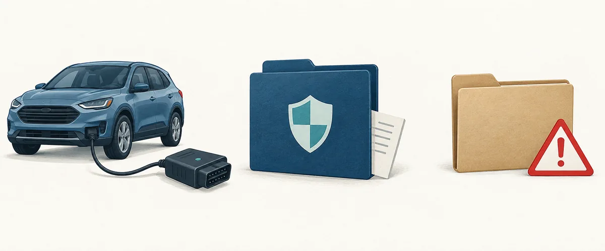Redaktioneller Vergleich aus verifizierter Fahrzeugverbindung, geschütztem As-Built-Backup und getrenntem unbekanntem File